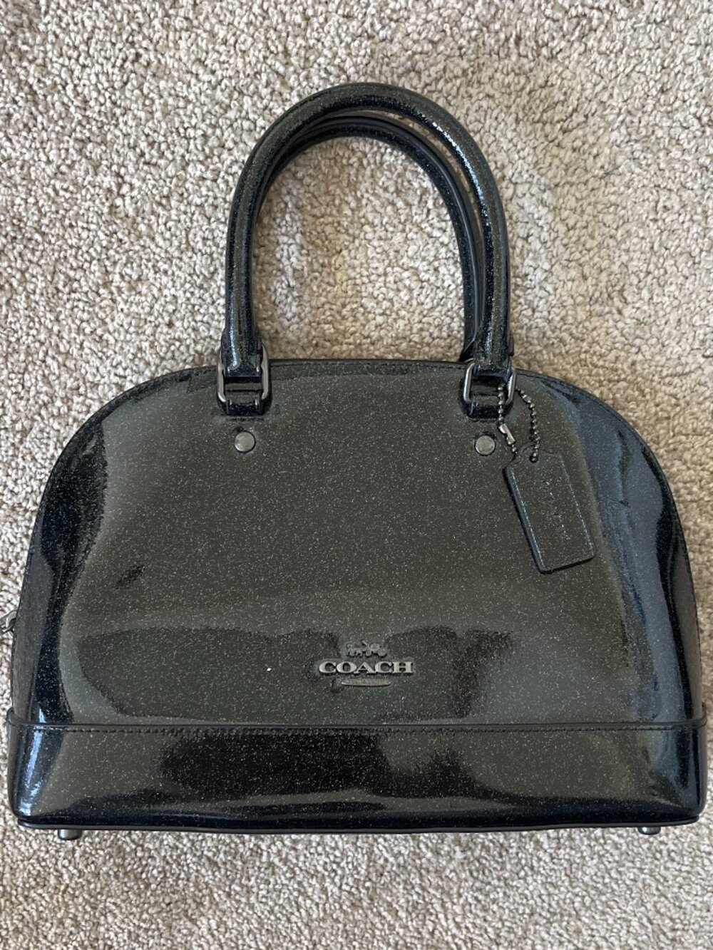 Coach x NASA Limited Edition Mini Sierra Satchel — Black Glitter Patent Leather